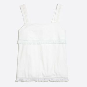 NWT J. CREW Women's White Fringe Tank Top L